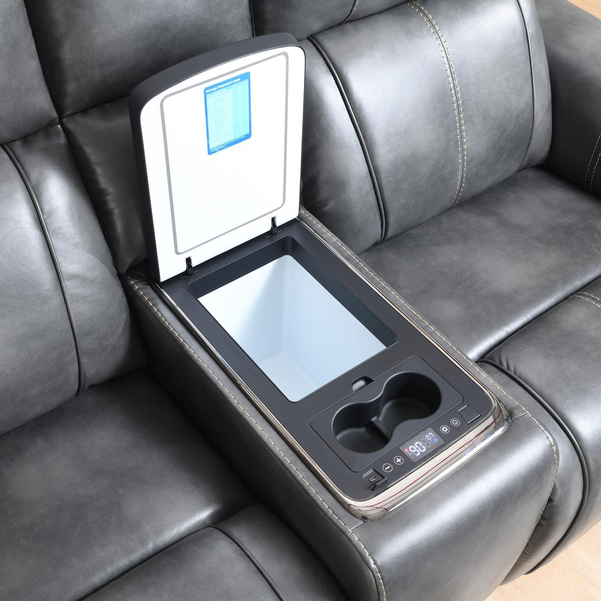 Dark Gray Power Reclining Collection with Fridge & Massage