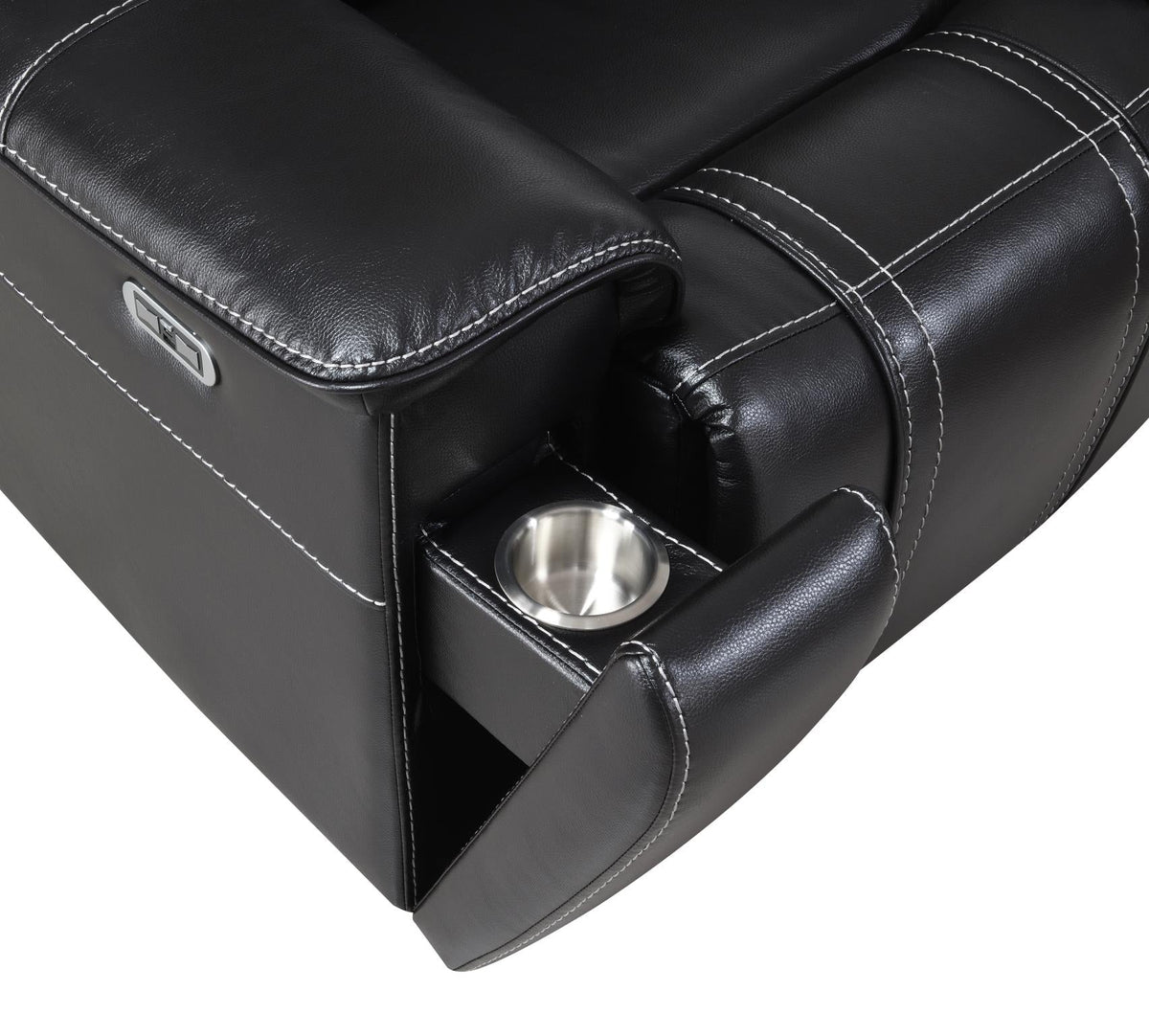 Black LED Power Reclining Collection with Console Fridge