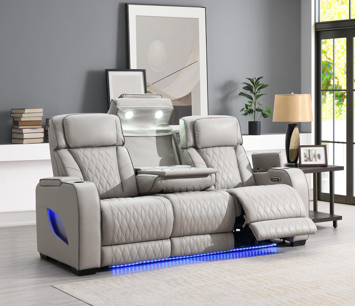 Gray Power Reclining Collection with Heat & Massage