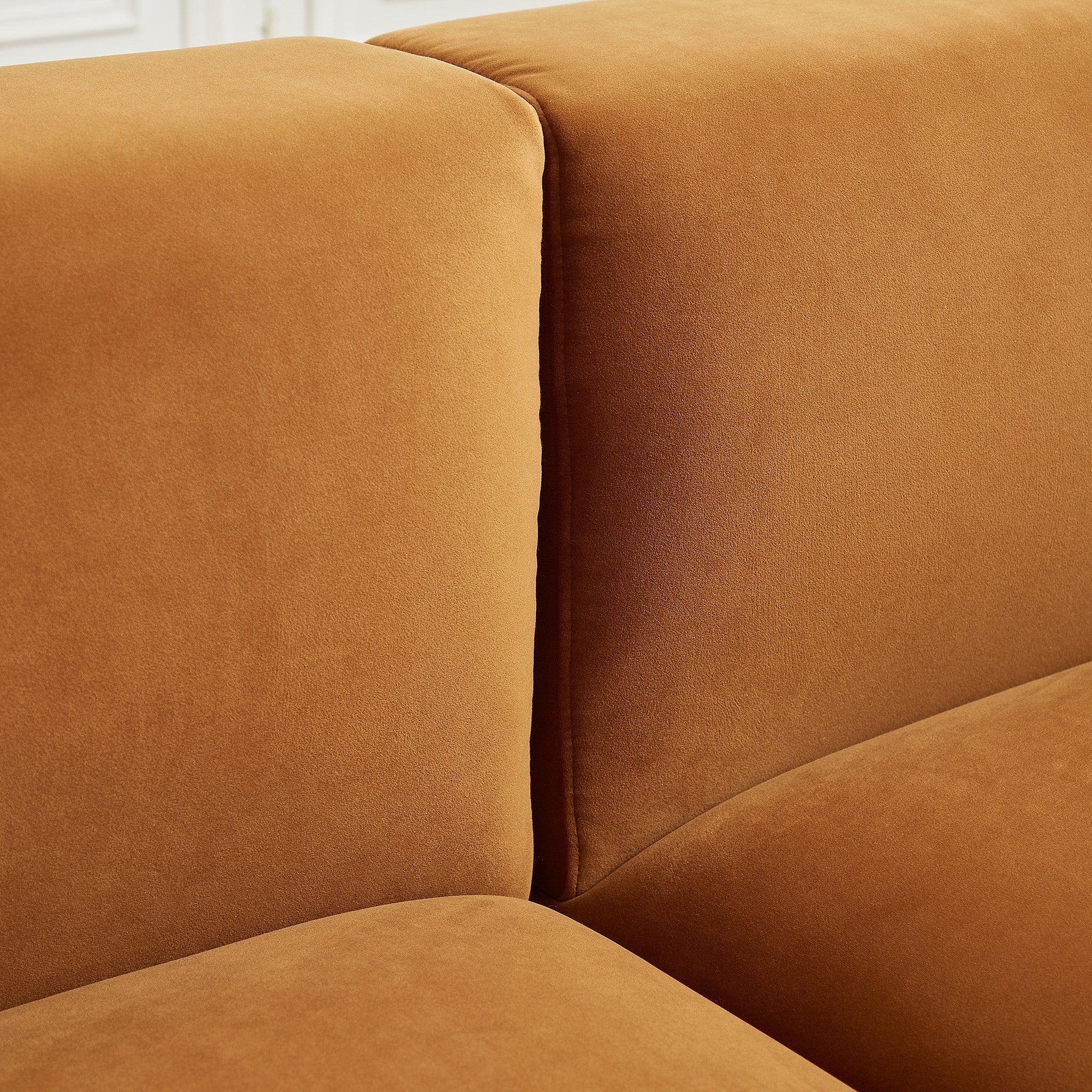 Ulsan Cognac Velvet Sectional Right Facing Chaise