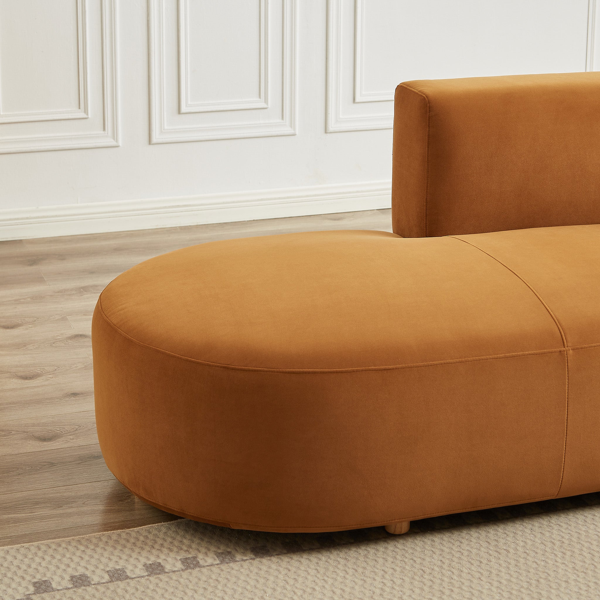 Ulsan Cognac Velvet Sectional Right Facing Chaise