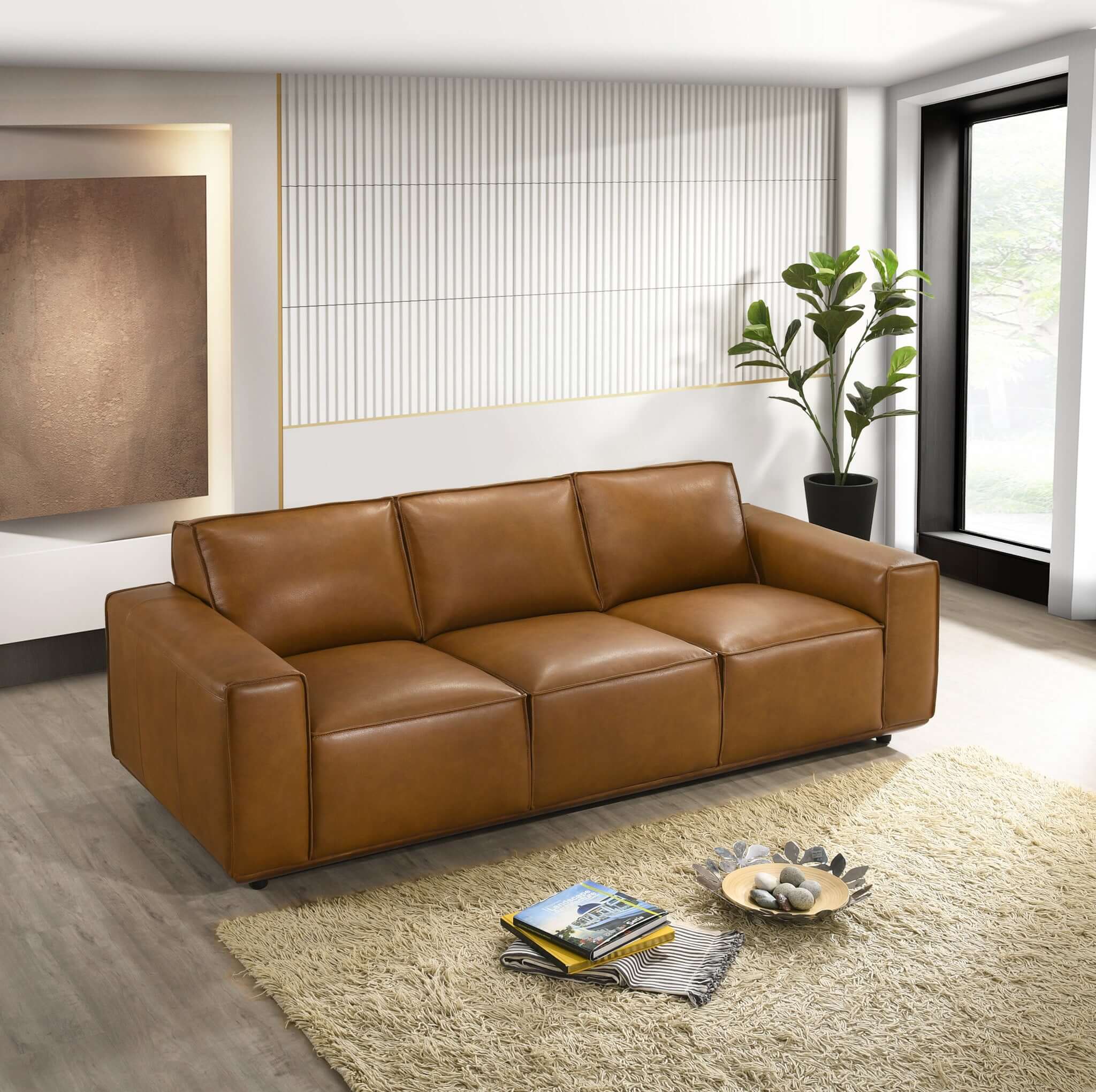 Urban Tan Leather Sofa