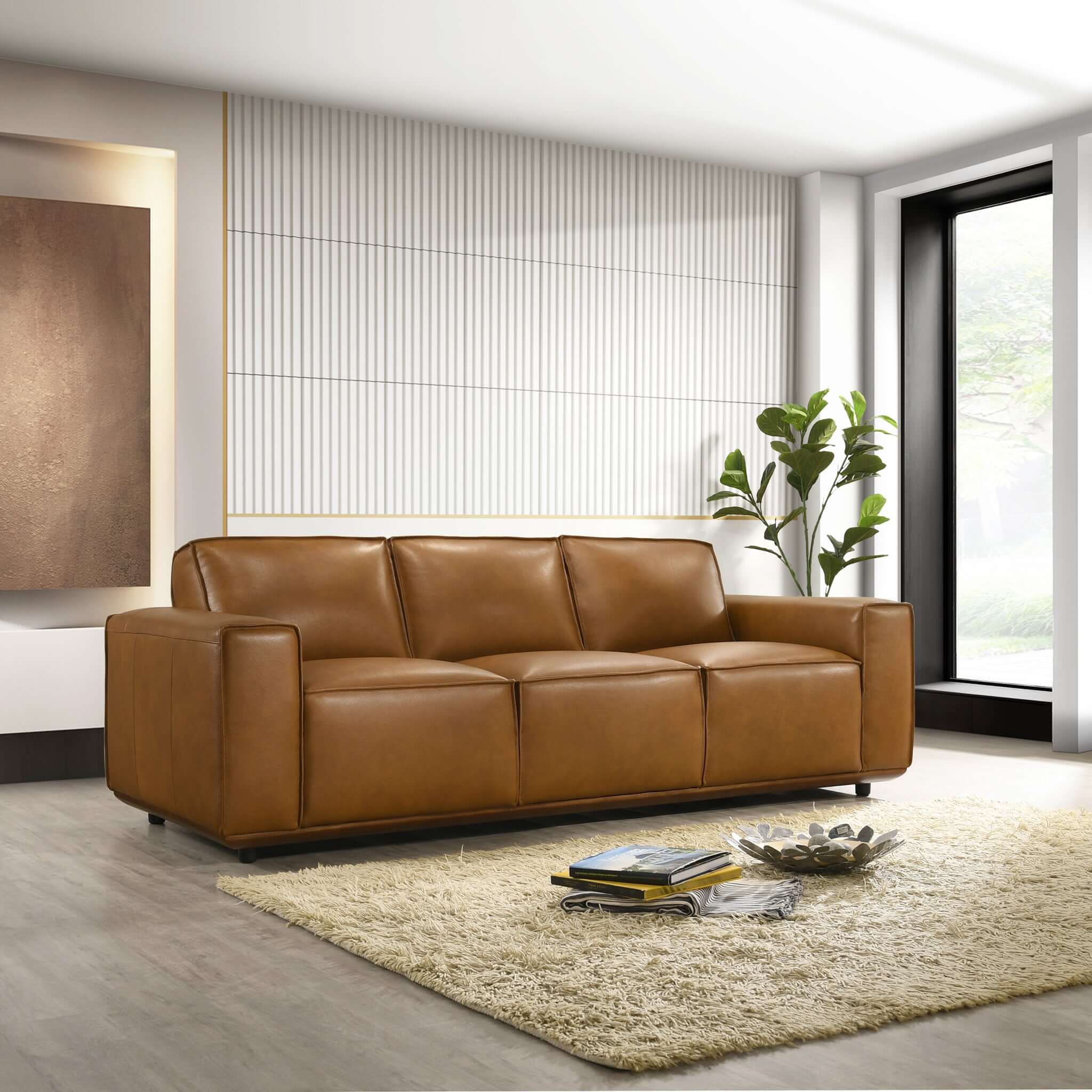 Urban Tan Leather Sofa