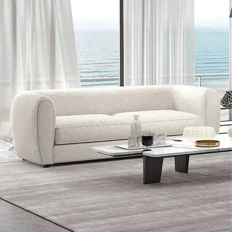 Verdal Contemporary Off-White Boucle Tuxedo Sofa with Kiln-Dried Hardwood Frame