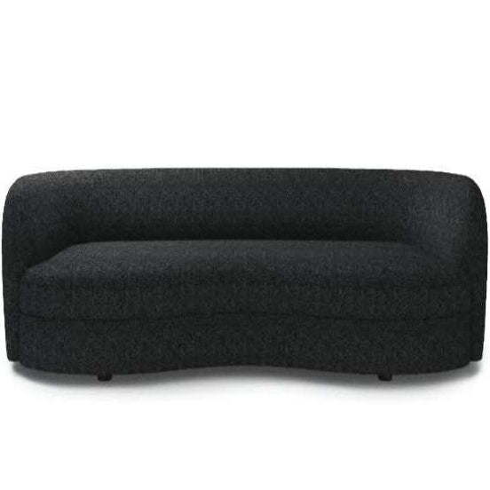 Versoix Contemporary Black Boucle 84-Inch Curved Kidney Sofa