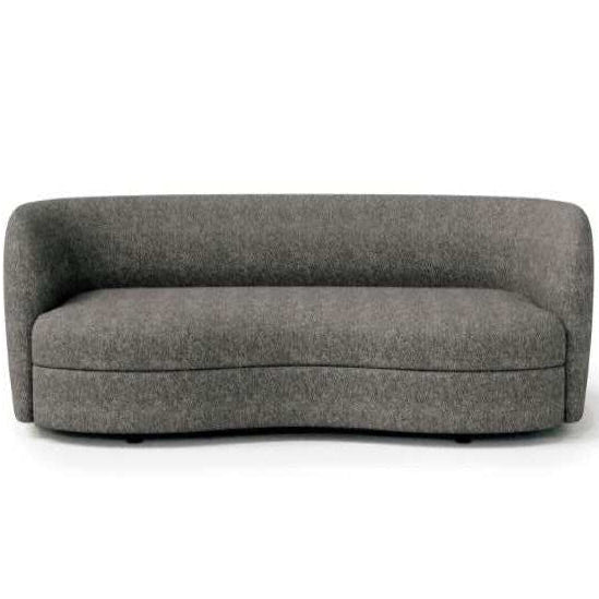 Versoix Contemporary Charcoal Gray Boucle 84-Inch Curved Kidney Sofa