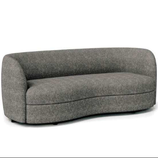 Versoix Contemporary Charcoal Gray Boucle 84-Inch Curved Kidney Sofa