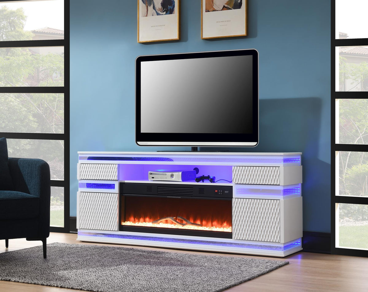 White Fireplace TV Stand with Bluetooth Speaker (W036-TV)