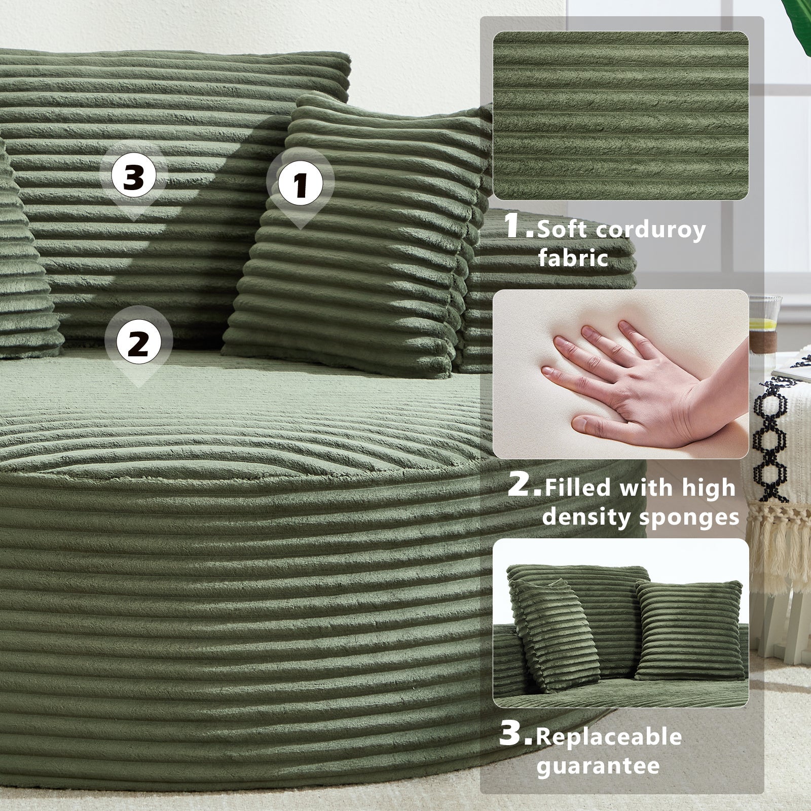 Walkers Round Velvet Sofa Bed with Memory Foam