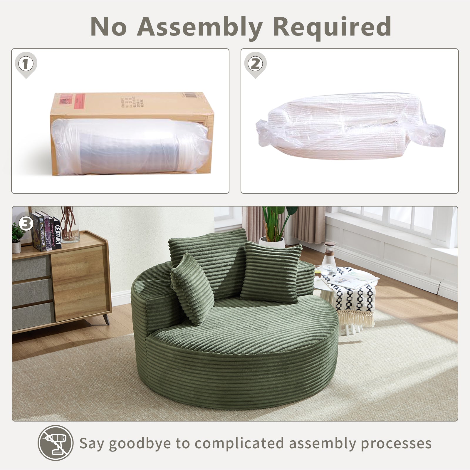 Walkers Round Velvet Sofa Bed with Memory Foam