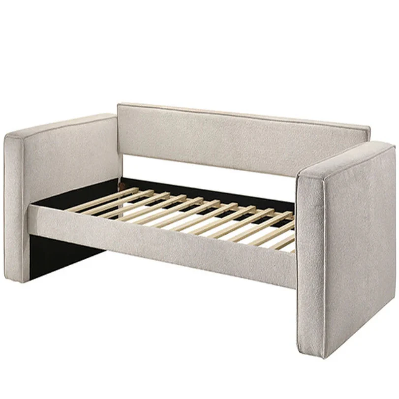 Walsall Contemporary Pearl White Fabric Fully Upholstered Twin Daybed with Trundle