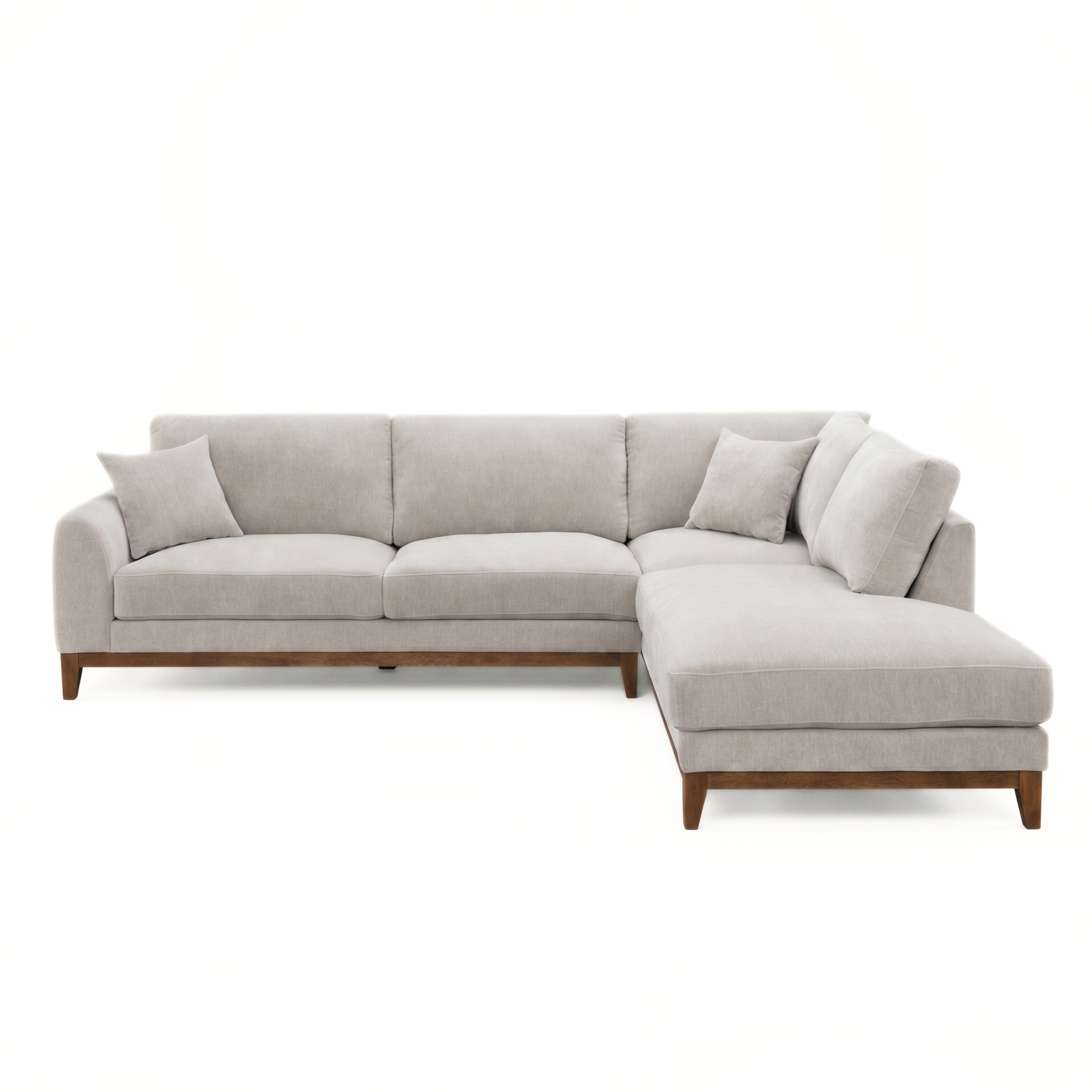 Watton Contemporary Light Gray Chenille 114-Inch Right Sectional Sofa