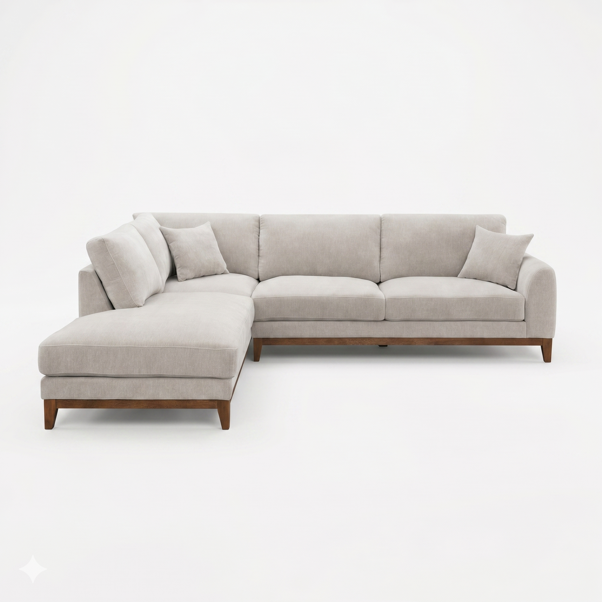 Watton Contemporary Light Gray Chenille 114-Inch Left Sectional Sofa