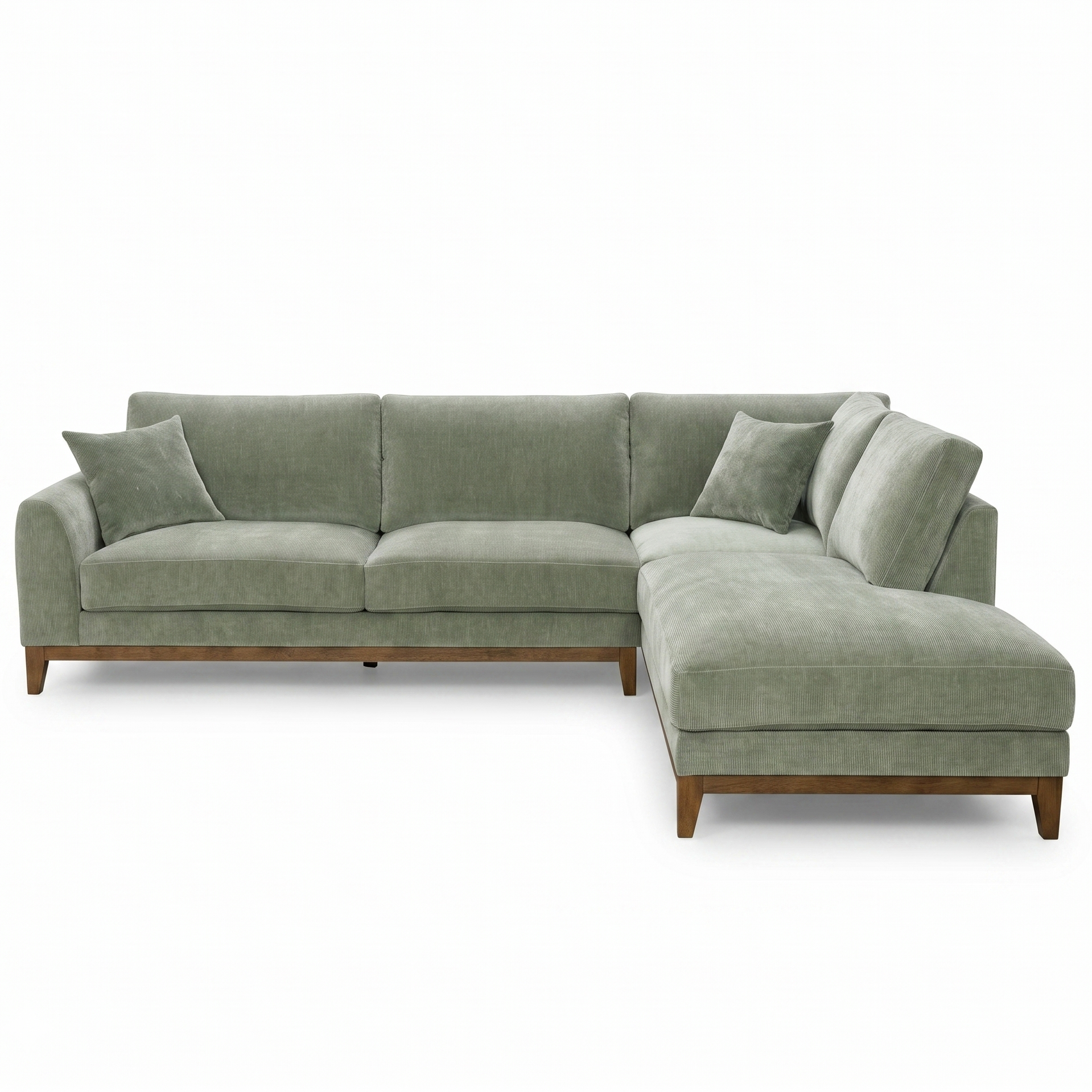 Watton Contemporary Olive Green Chenille 114-Inch Right Sectional Sofa