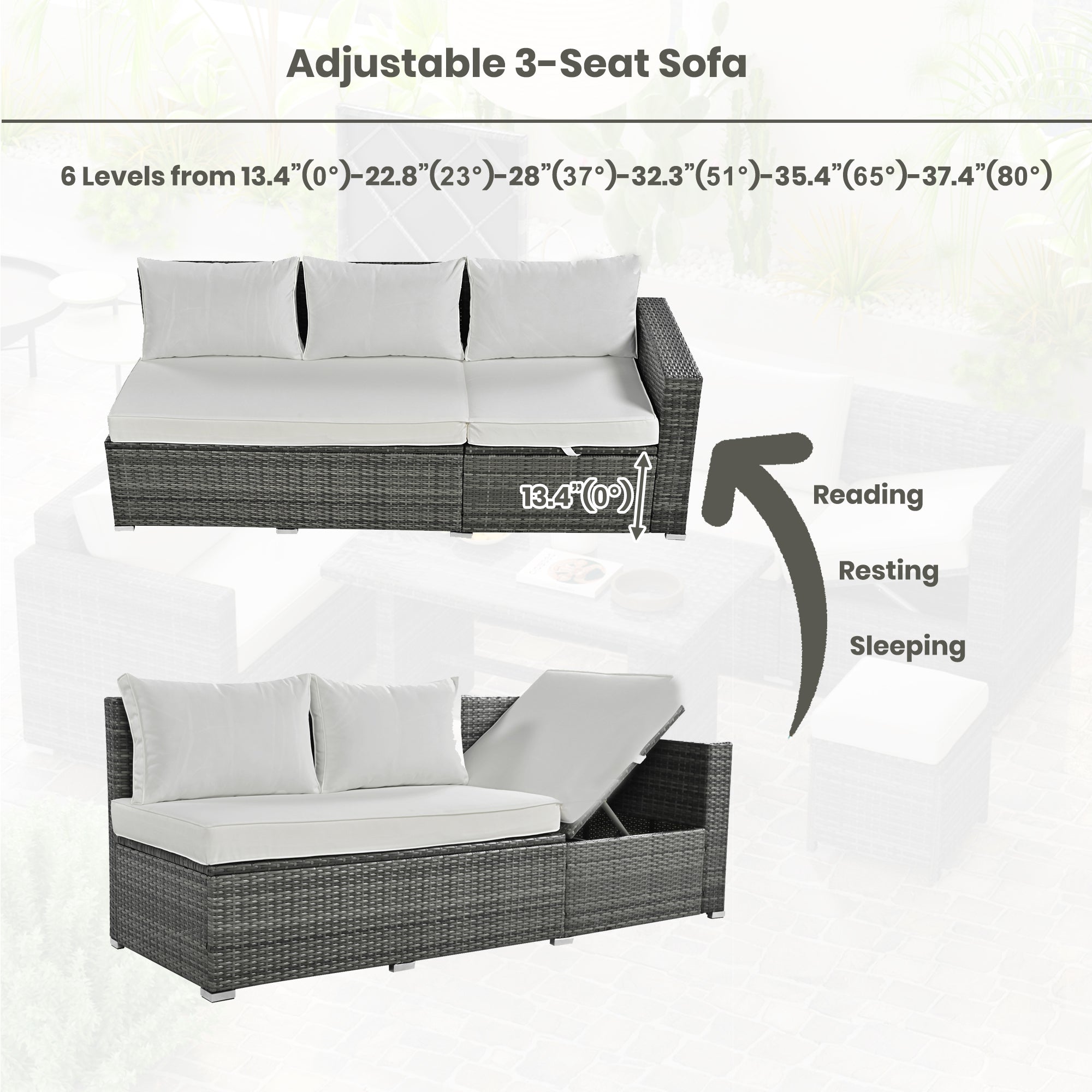 Topmax Outdoor Sectional Set Adjustable Back - Beige