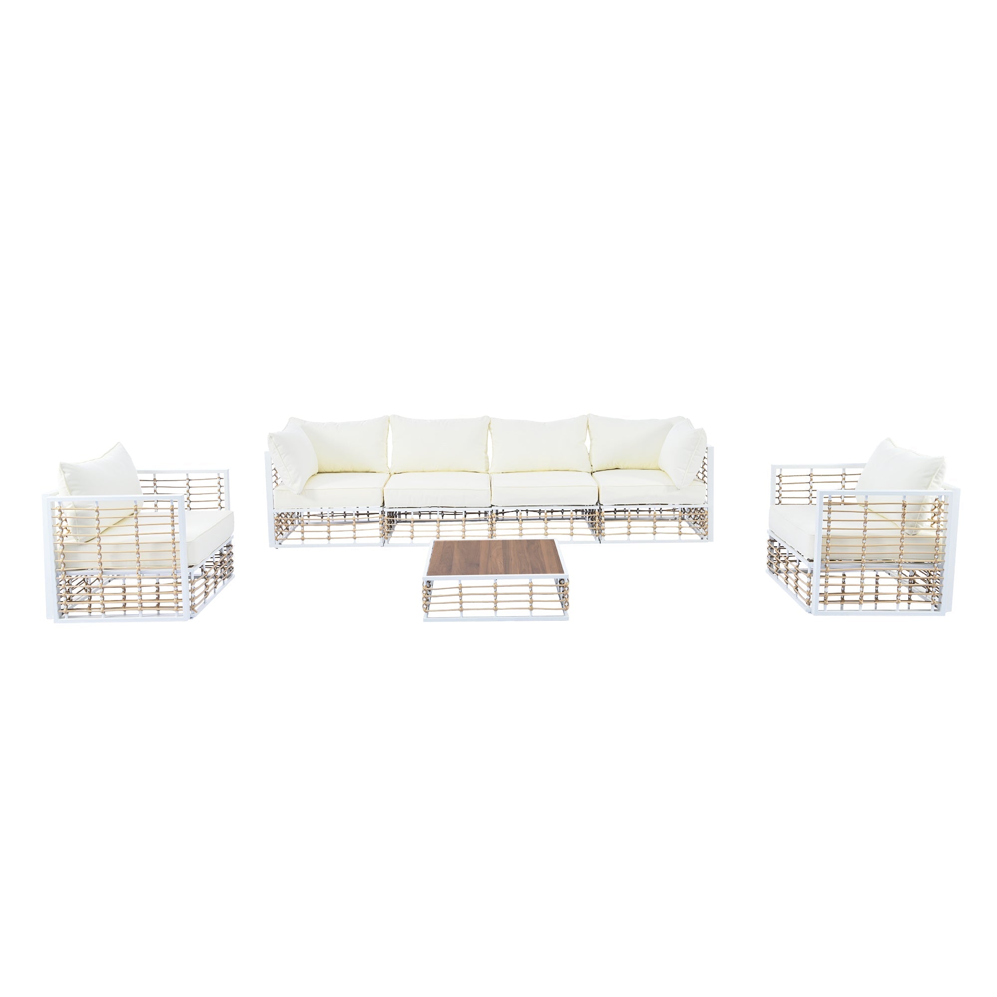 Topmax Outdoor Sectional Set Cushioned Seating - White