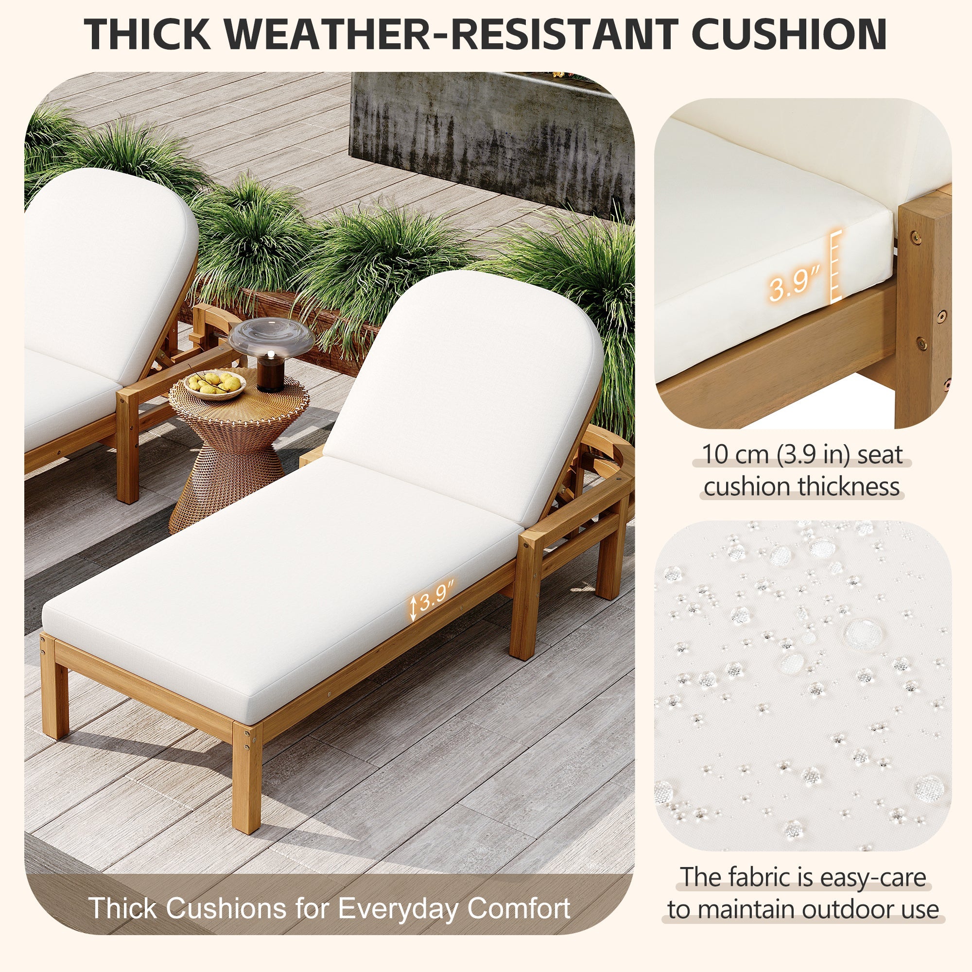 Trexm Outdoor Chaise Lounge Adjustable Back