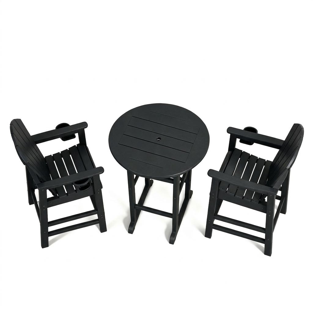 Hdpe Outdoor Bistro Set HDPE Frame - Black