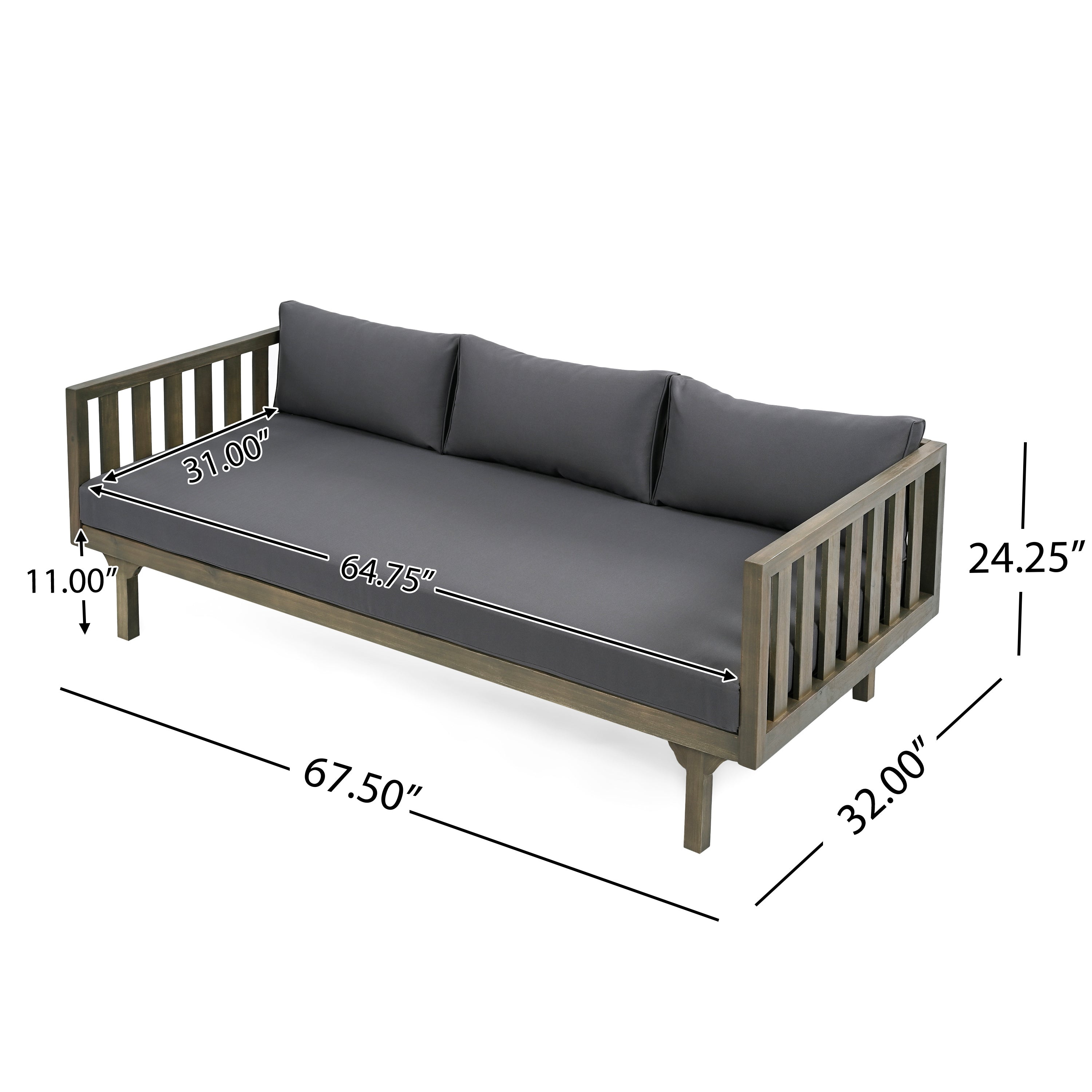 Outdoor Coffee Table Cushioned Seating - Dark Gray