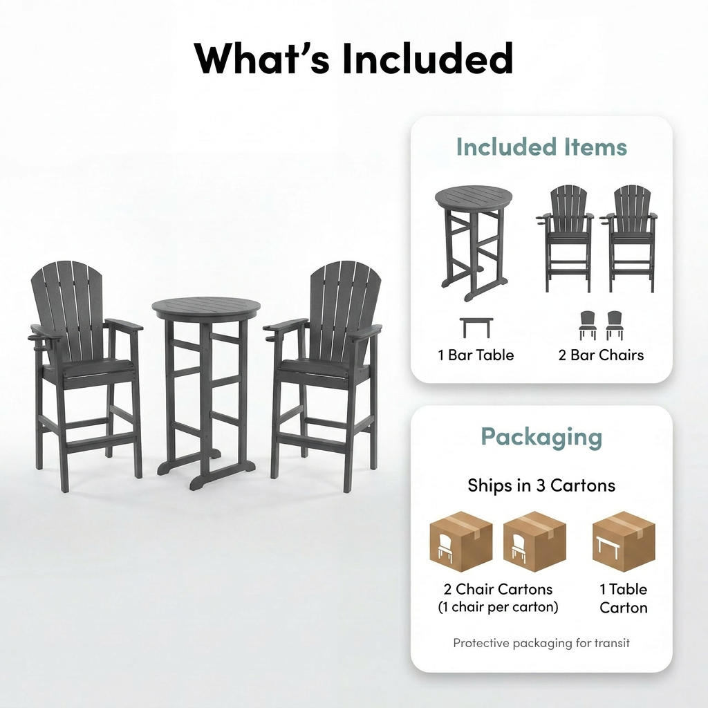 Hdpe Outdoor Bistro Set HDPE Frame - Gray