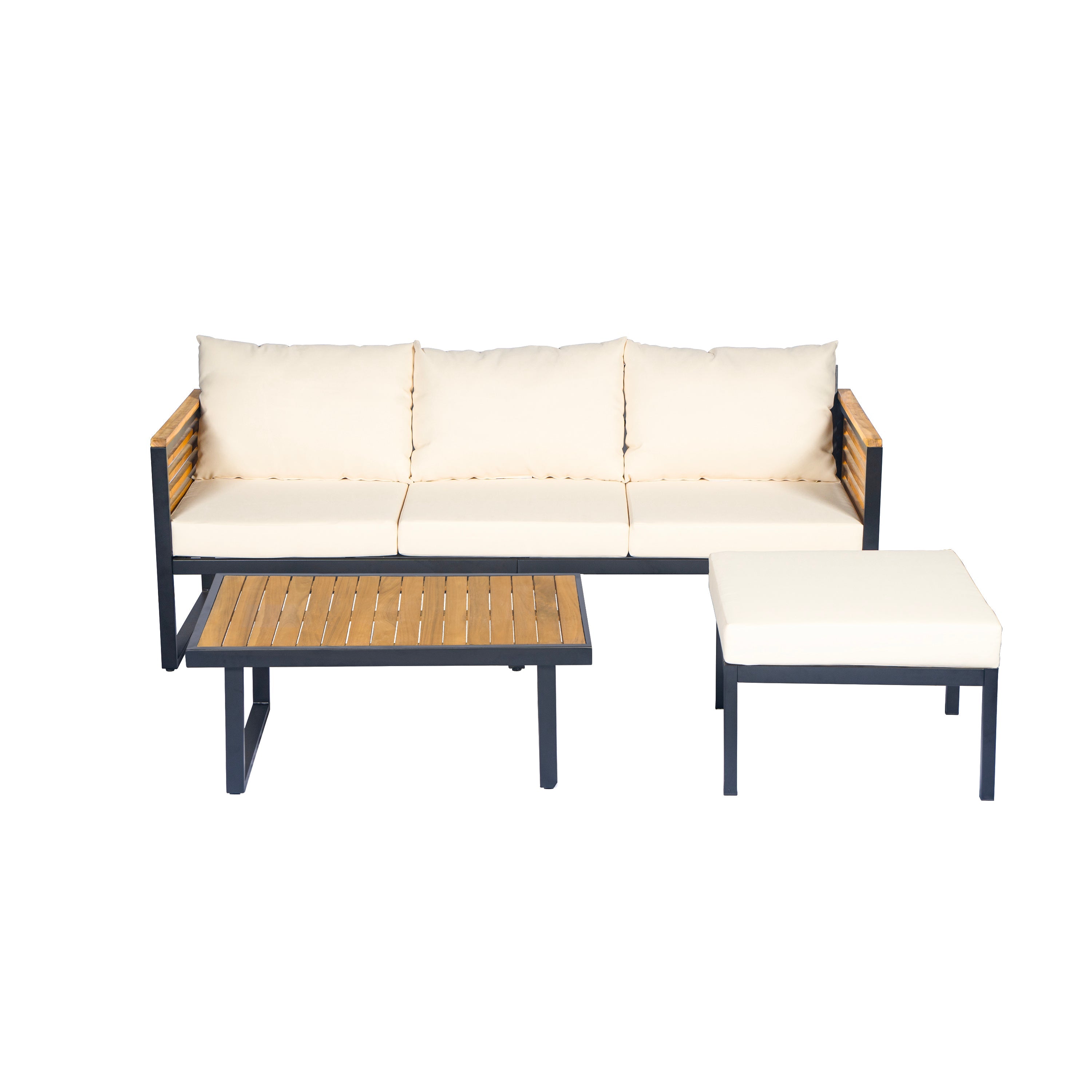 Outdoor Sofa Set Acacia Wood 3-Piece