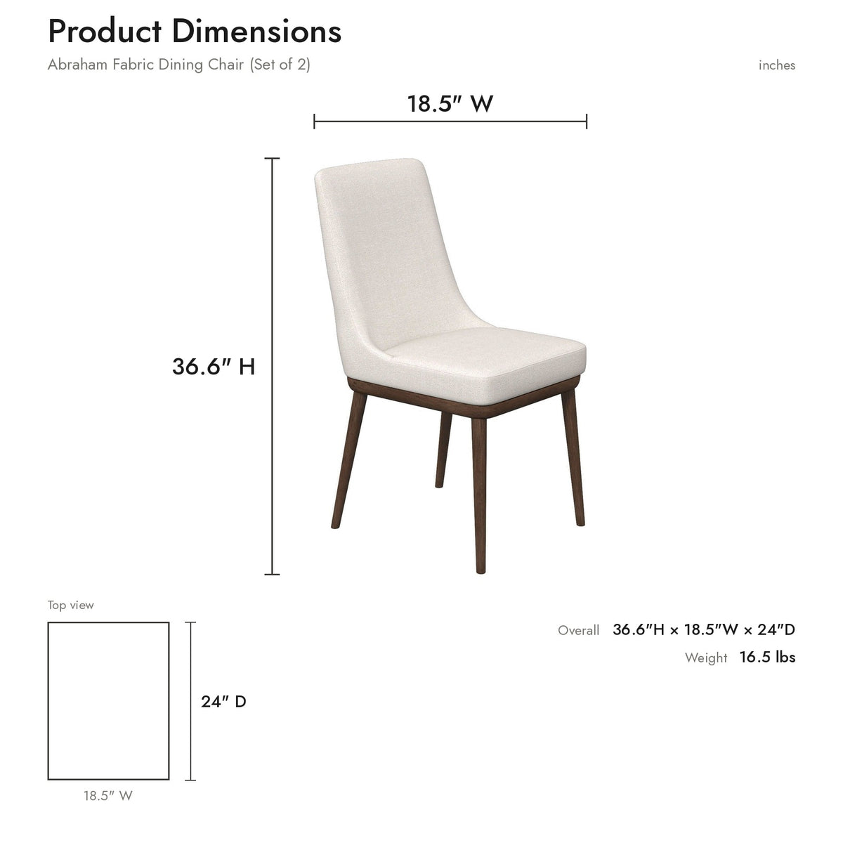 Product dimensions diagram