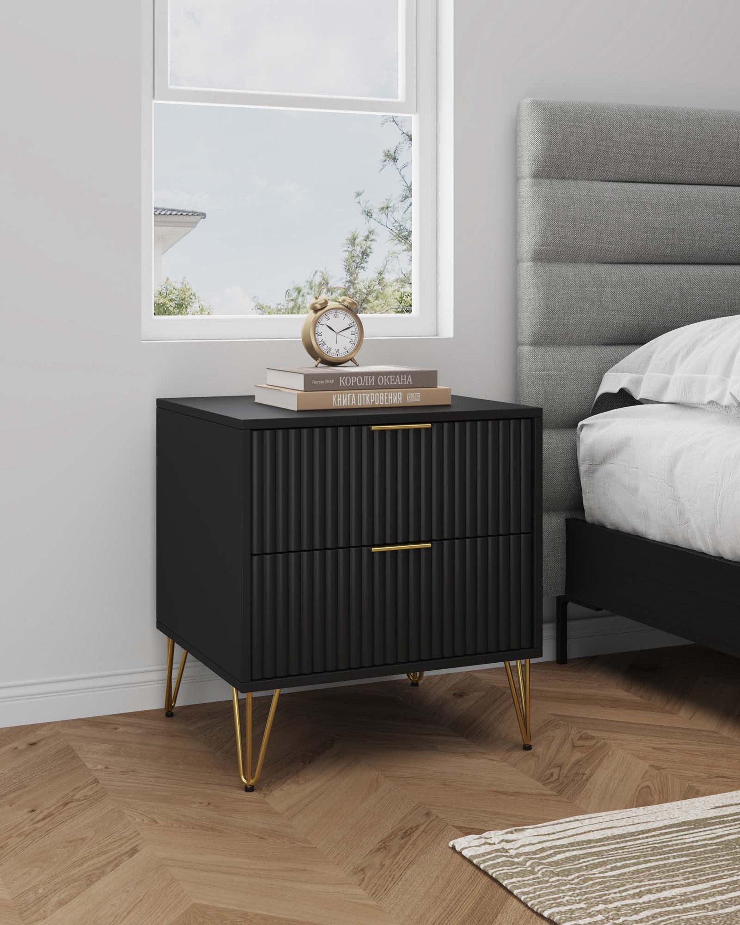 Dumbo Nightstand 2 Drawers - Black