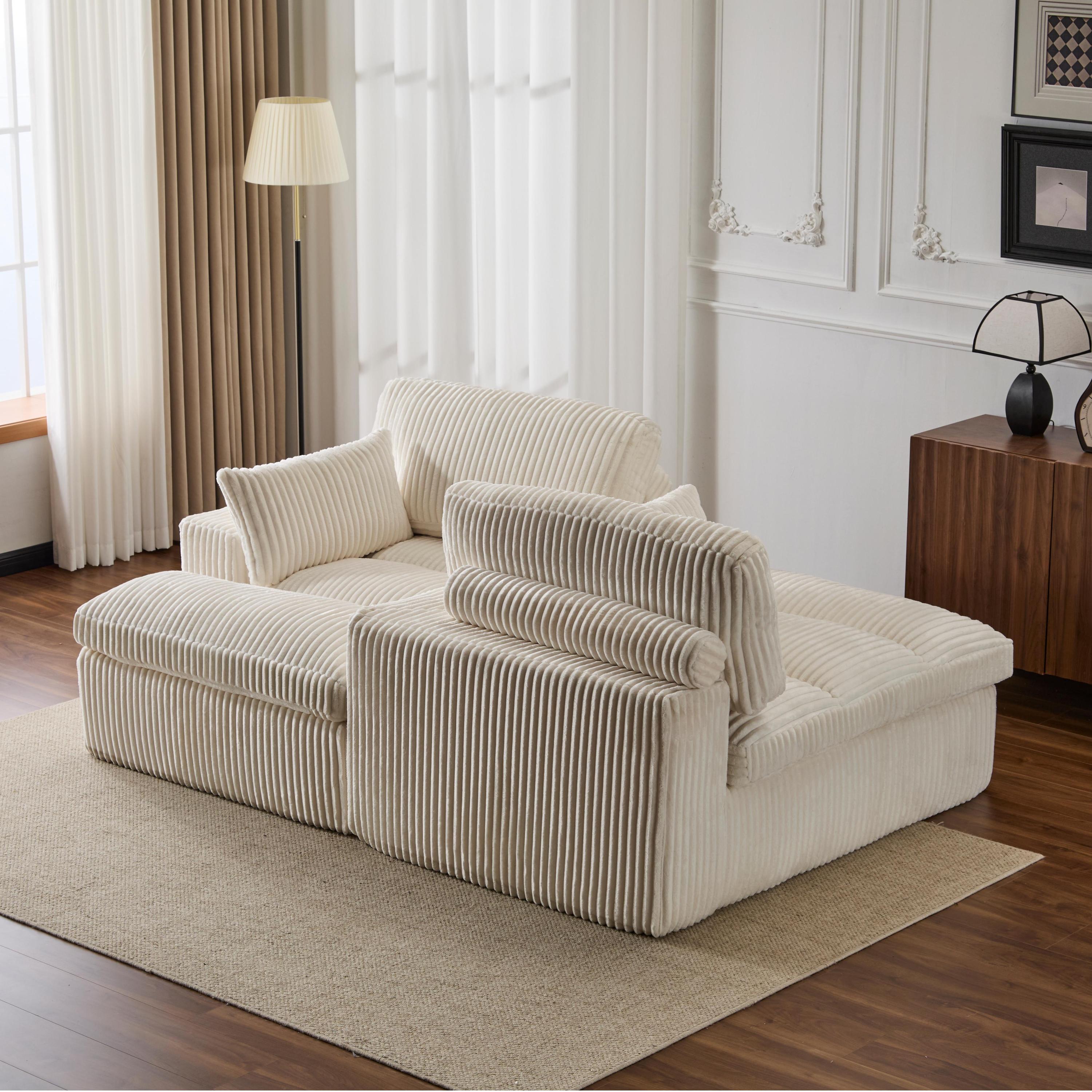 Erwin Double Chaise Modular Sectional Sofa with Corduroy Upholstery