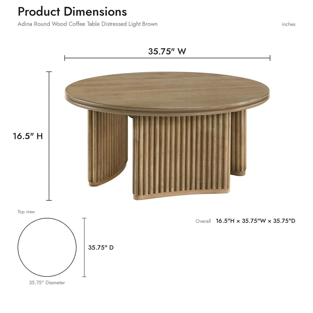 Product dimensions diagram
