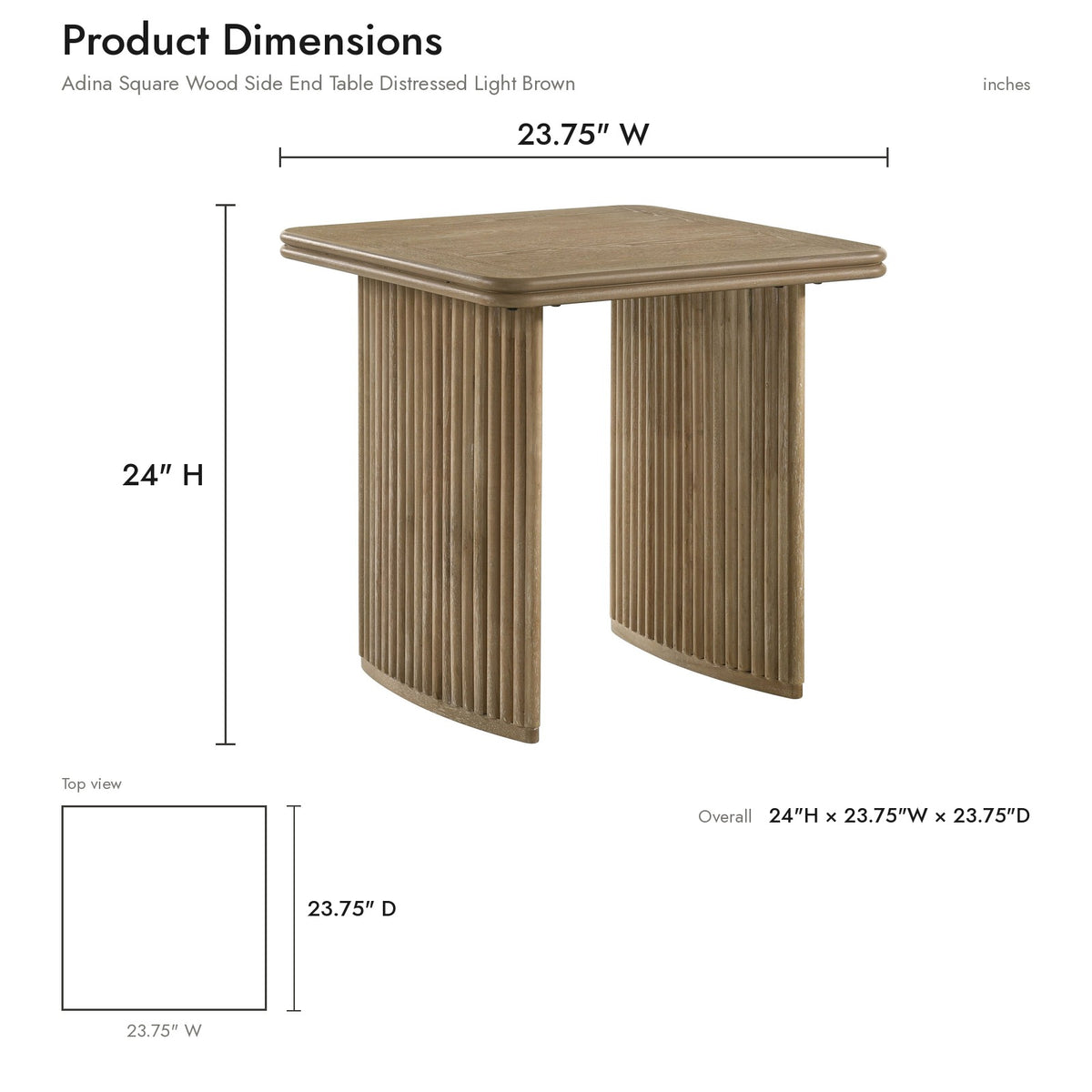 Product dimensions diagram