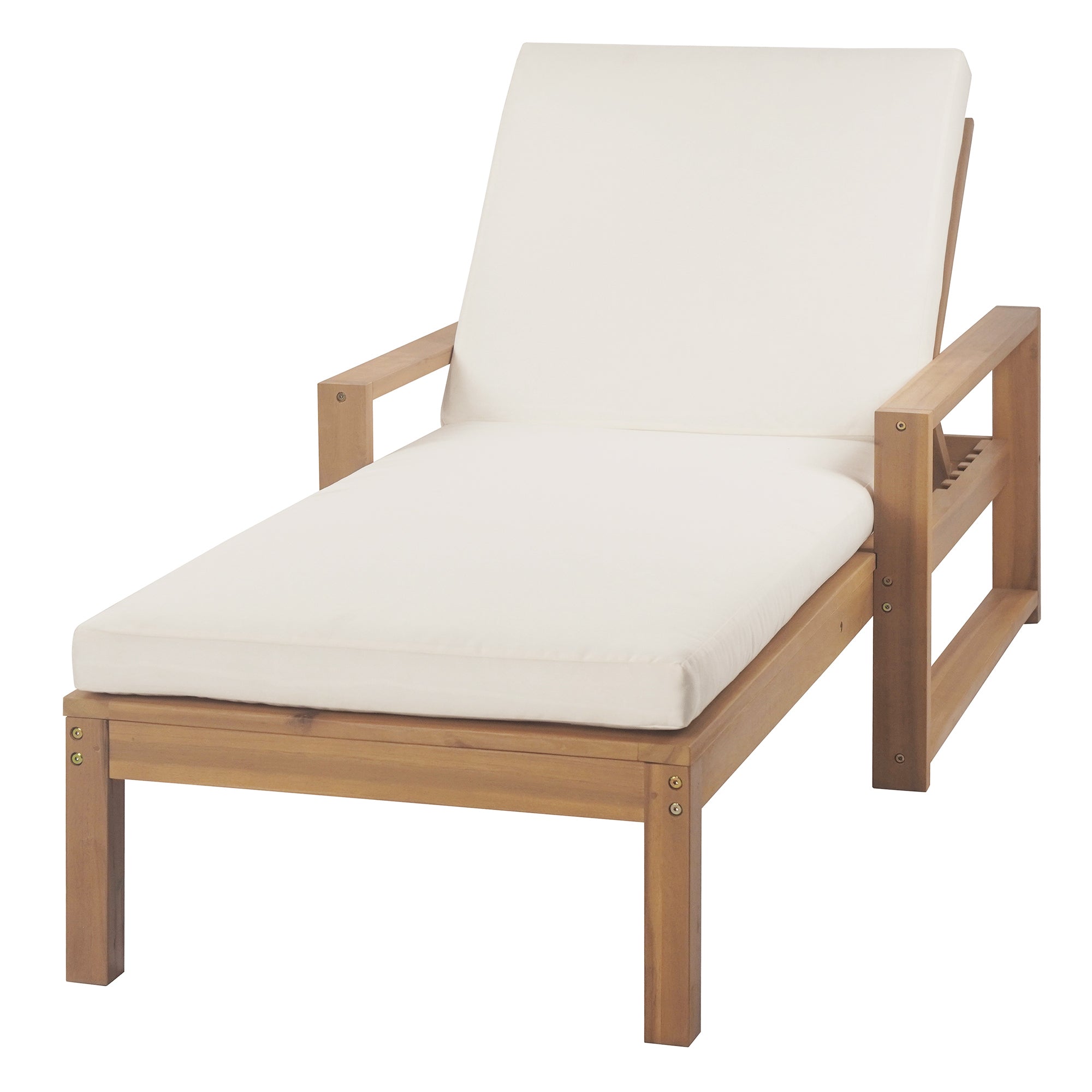 Trexm Outdoor Chaise Lounge Adjustable Back - Light Teak