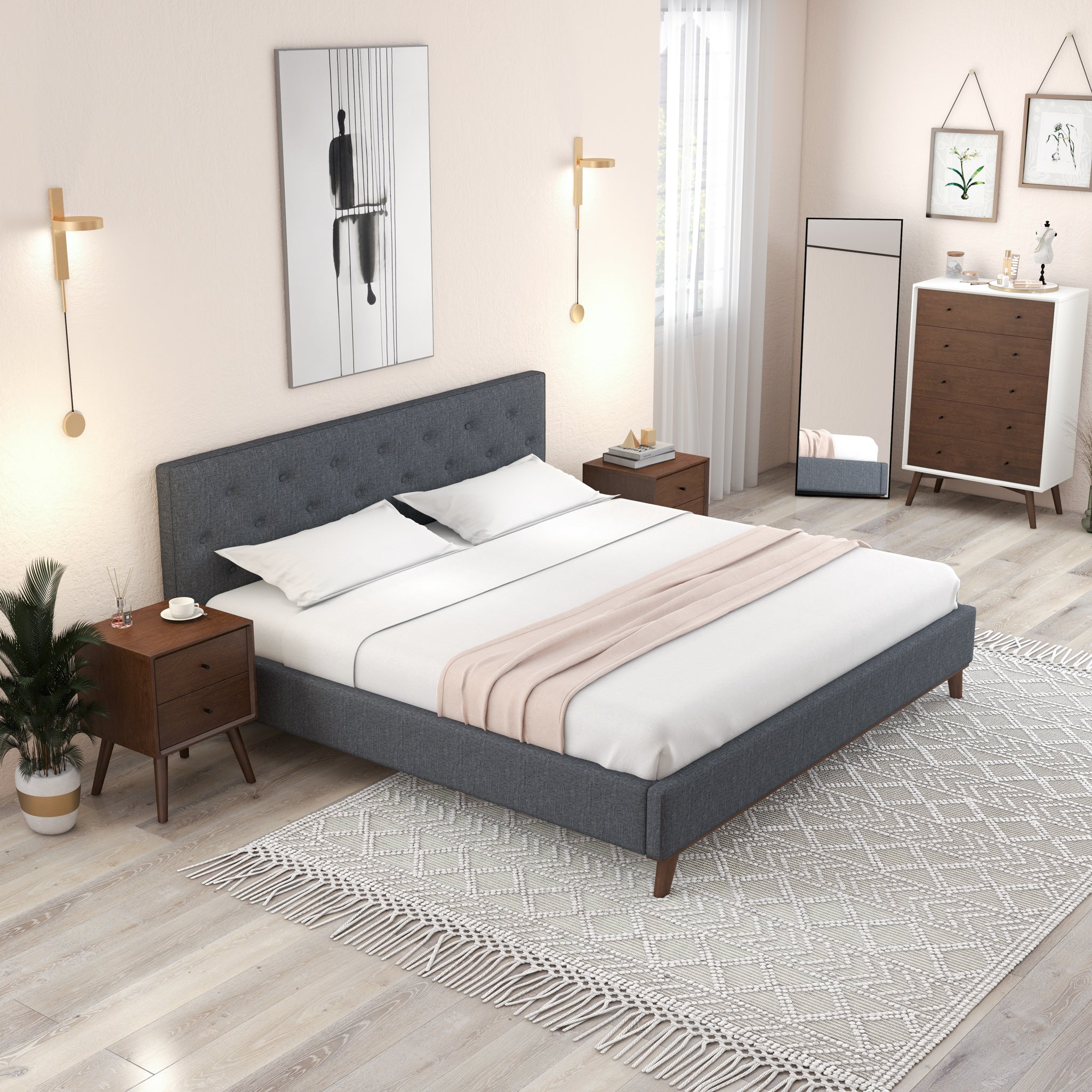 Ashton King Dark Grey Bed