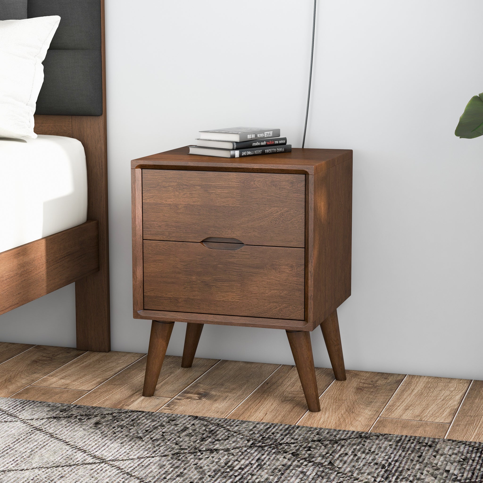 Grace Walnut Nightstand with Two Drawers
