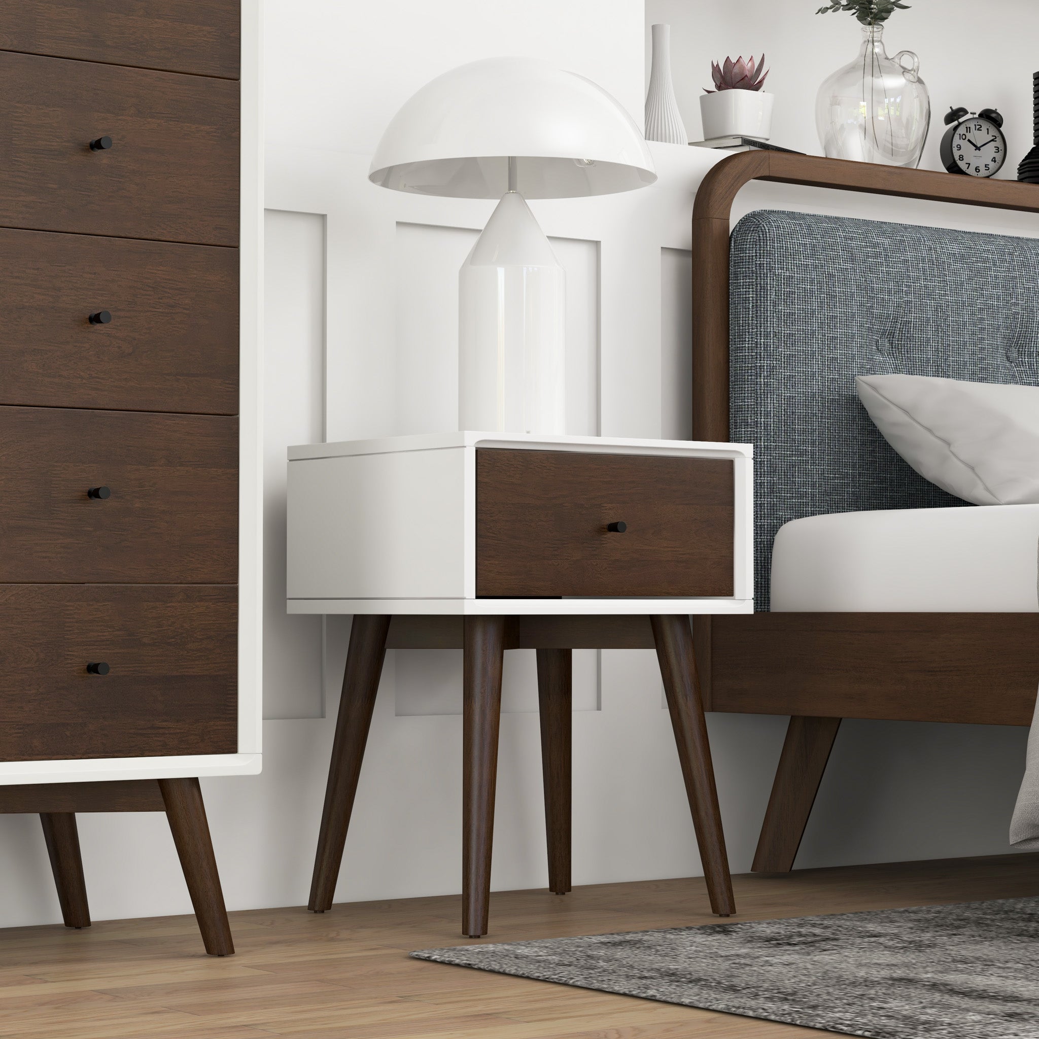 Hayes White Solid Wood Base Nightstand