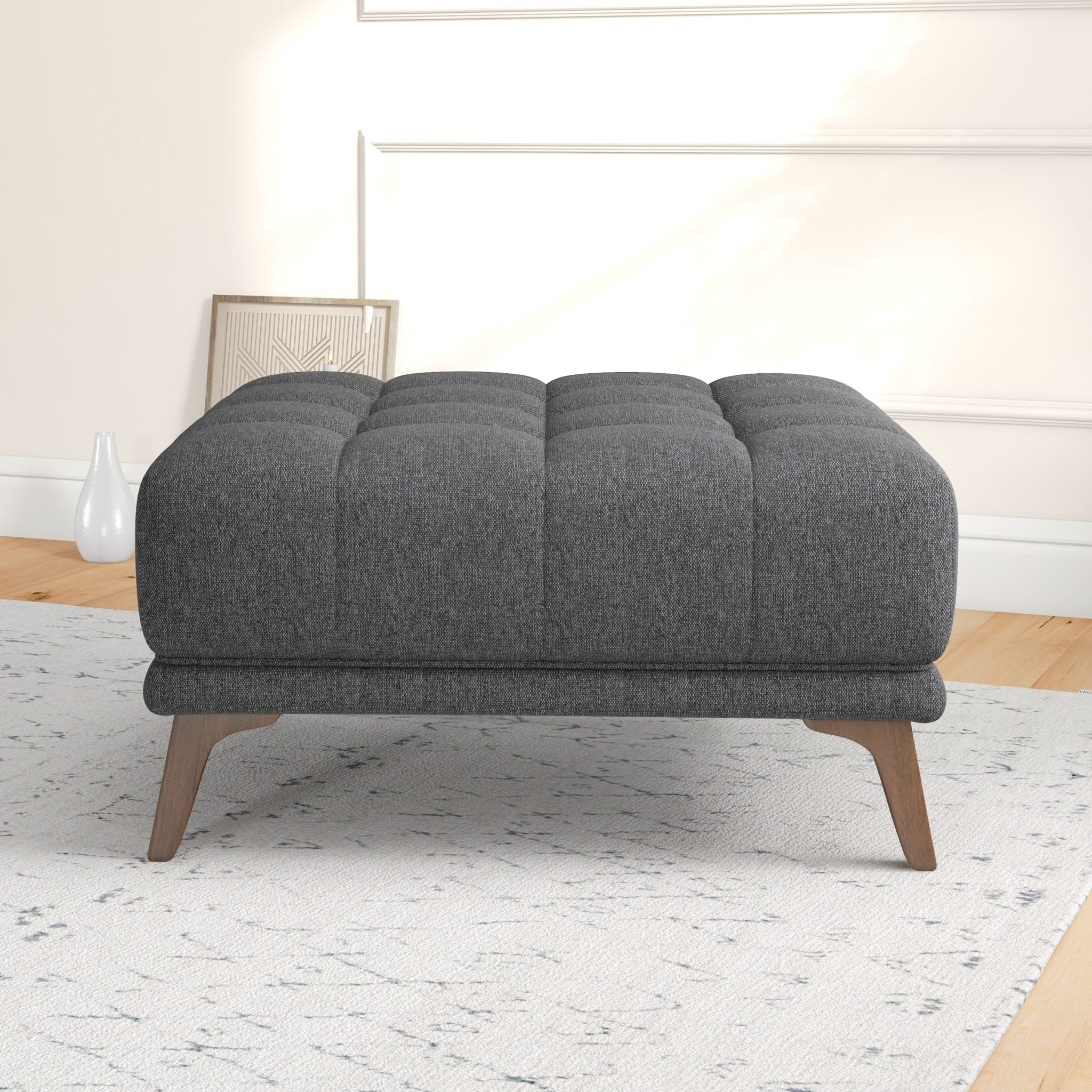 Kano Dark Gray Fabric Ottoman