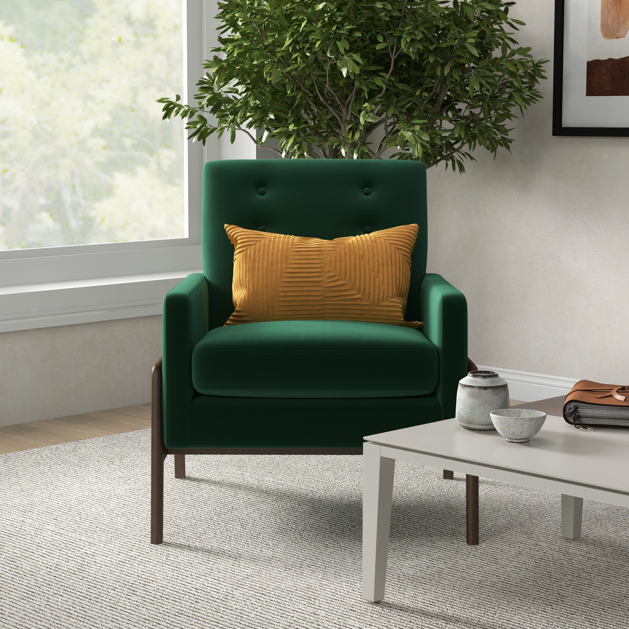 Stella Emerald Green Velvet Lounge Chair