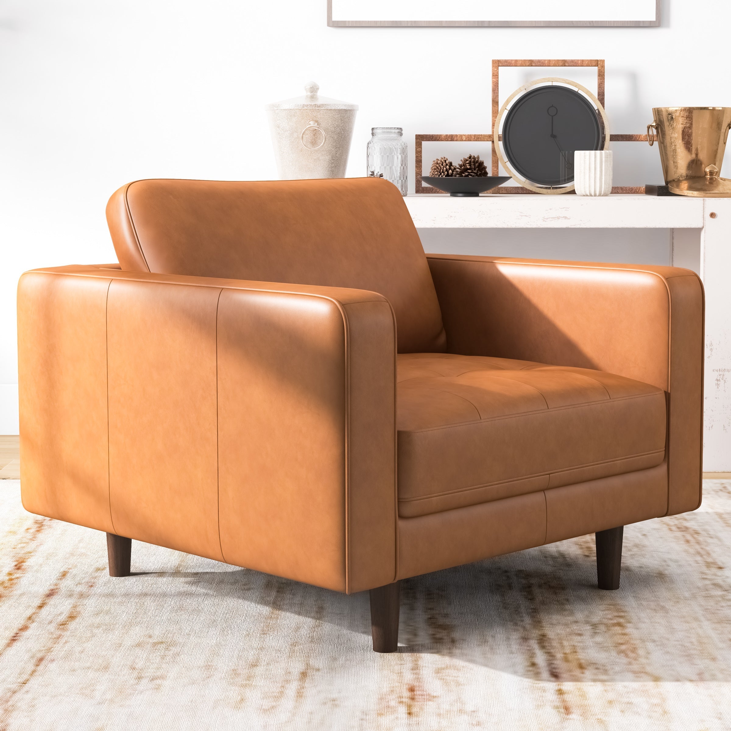 Tessa Tan Leather Leather Lounge Chair