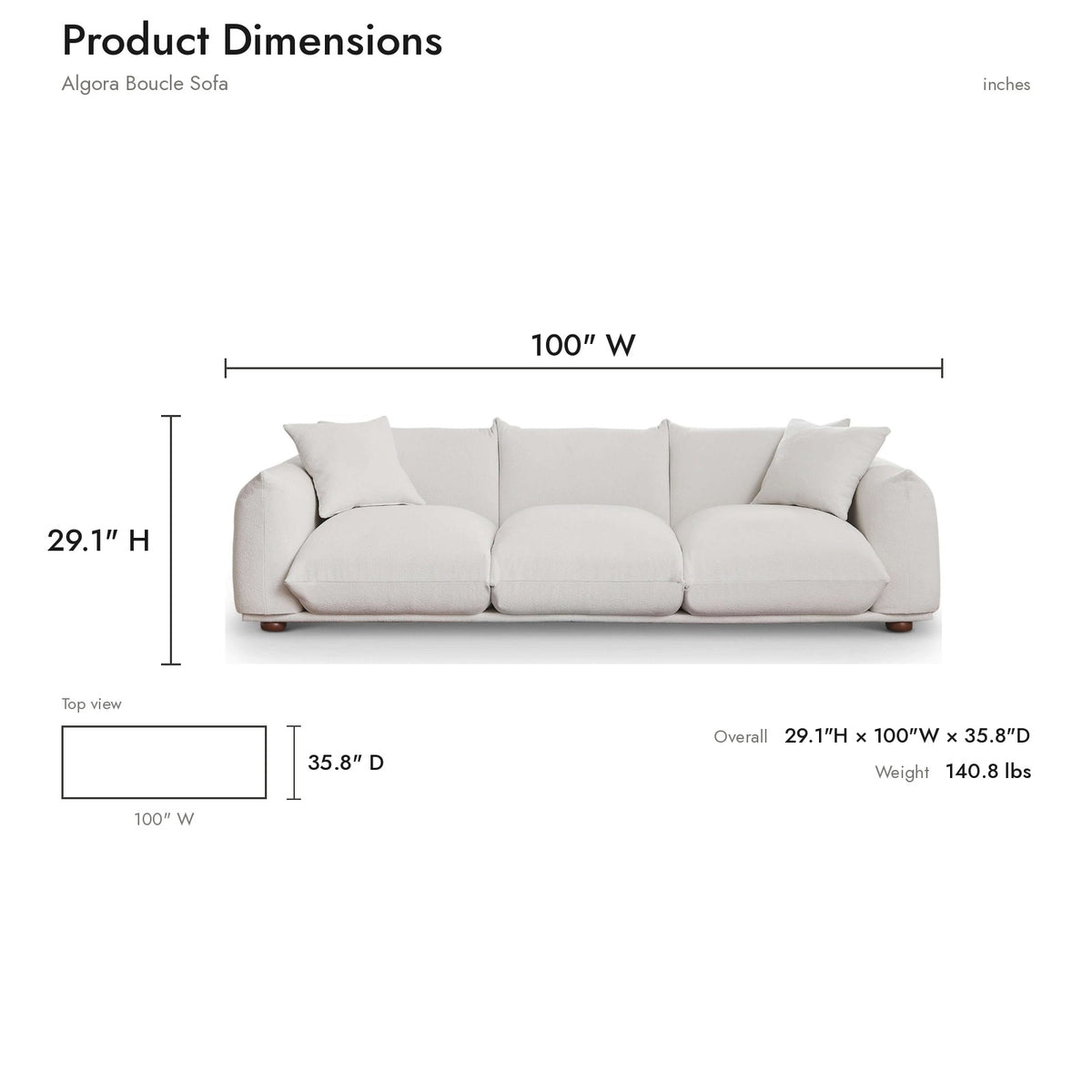 Product dimensions diagram