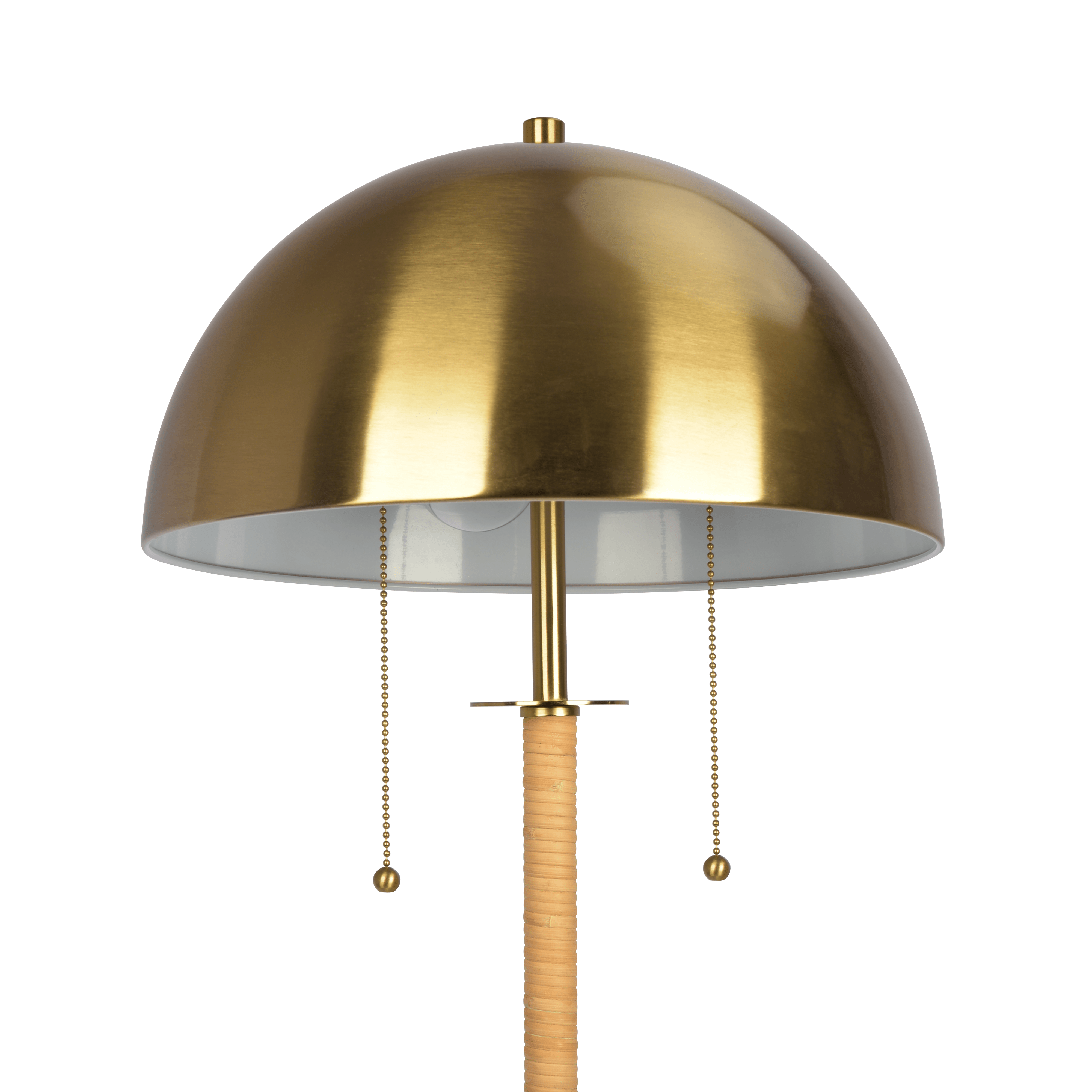 Ayana 2-Light Floor Lamp, Gold Brass, Natural Rattan Tube , Double On/Off Pull Chain - West Lamp