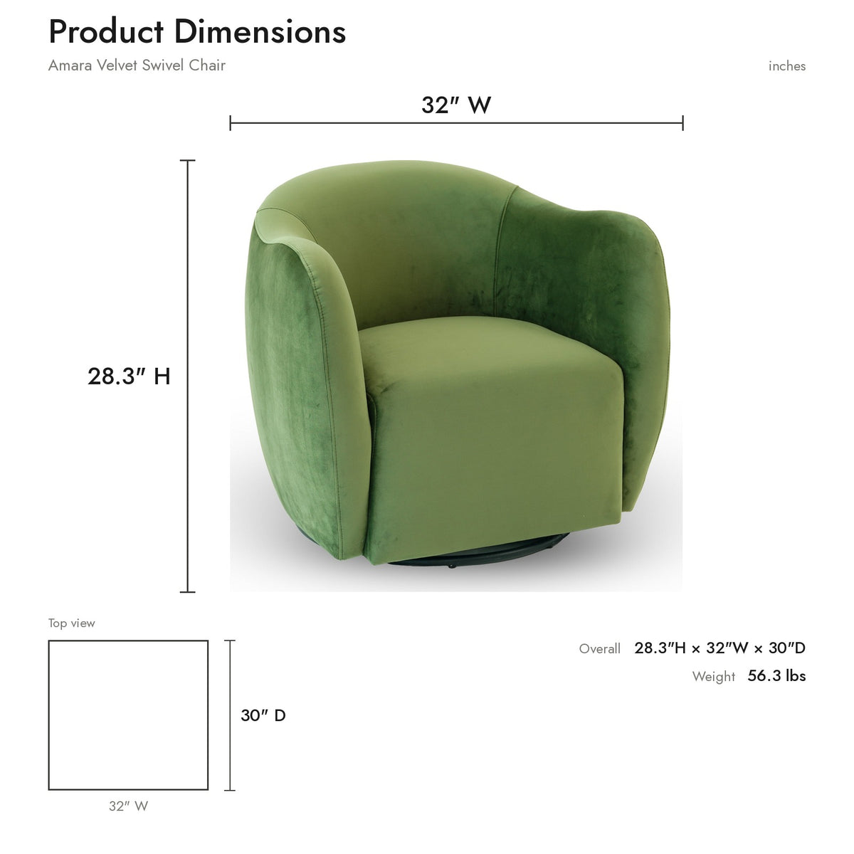 Product dimensions diagram