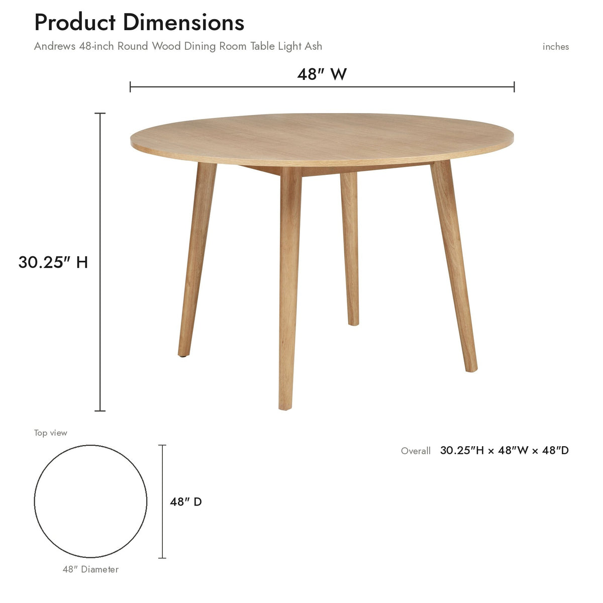 Product dimensions diagram