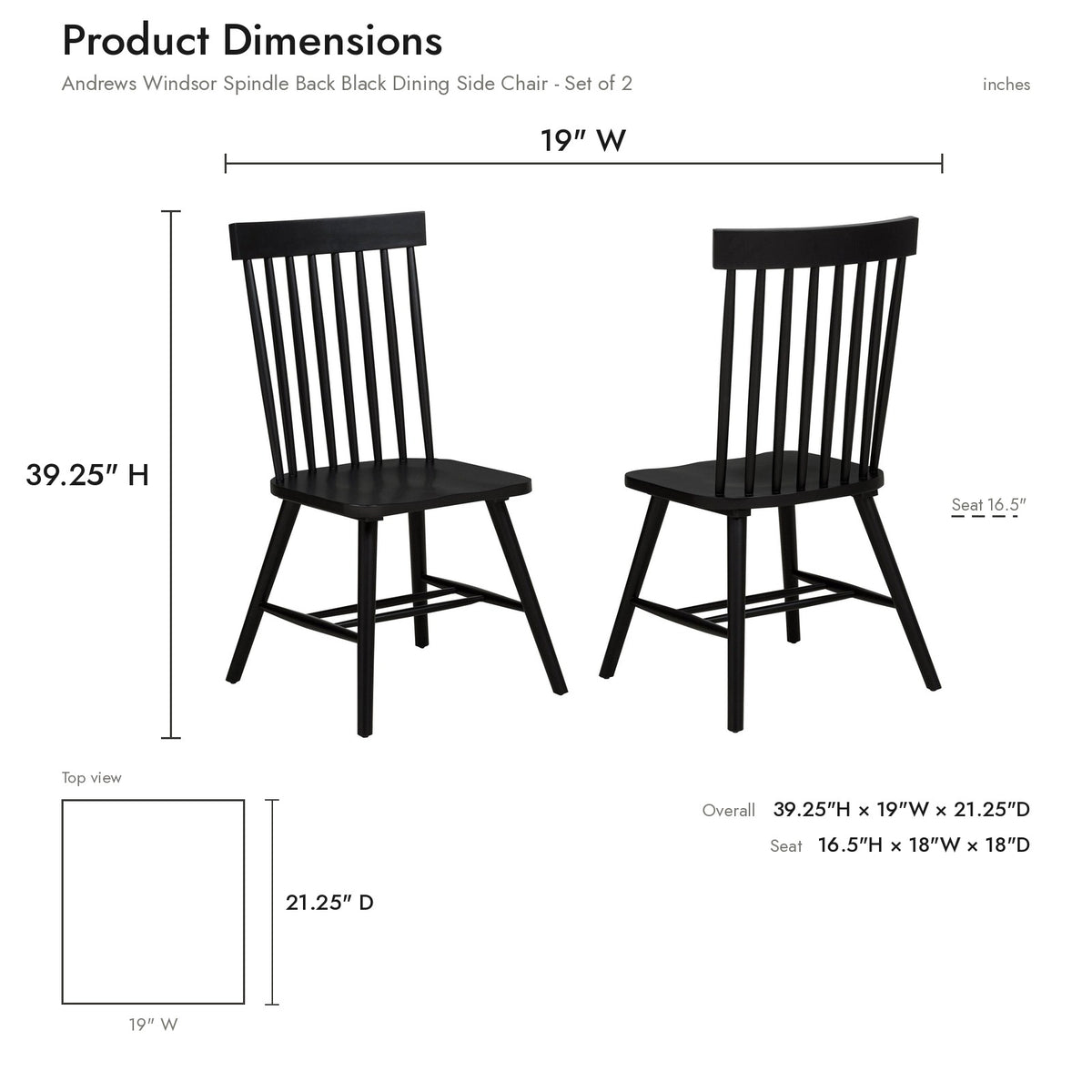 Product dimensions diagram