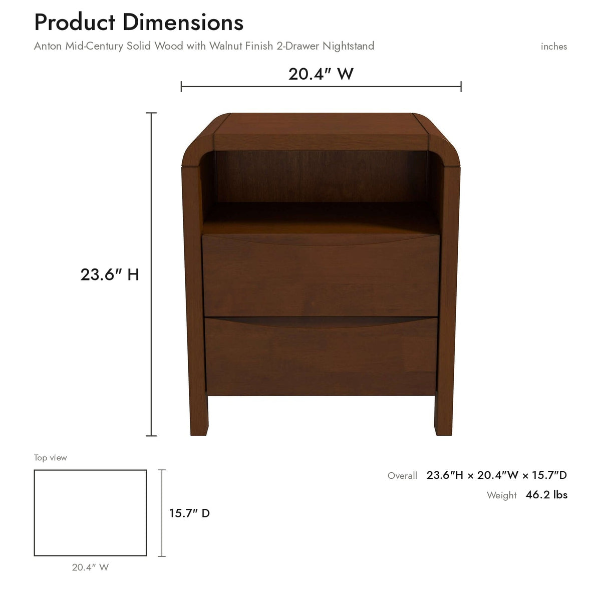 Product dimensions diagram