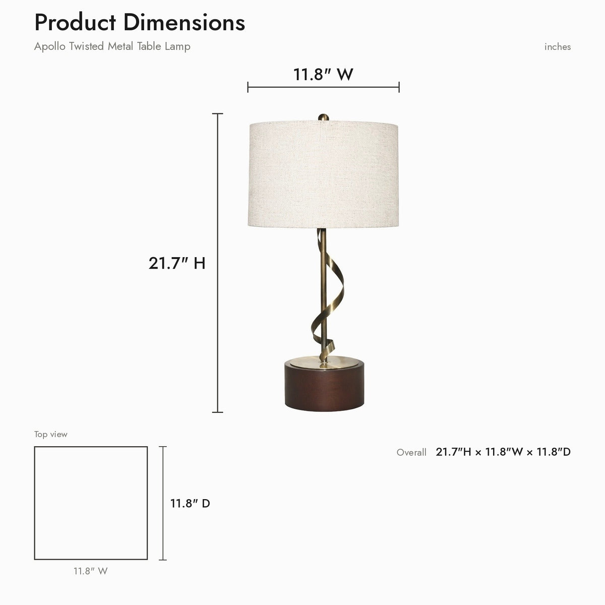 Product dimensions diagram