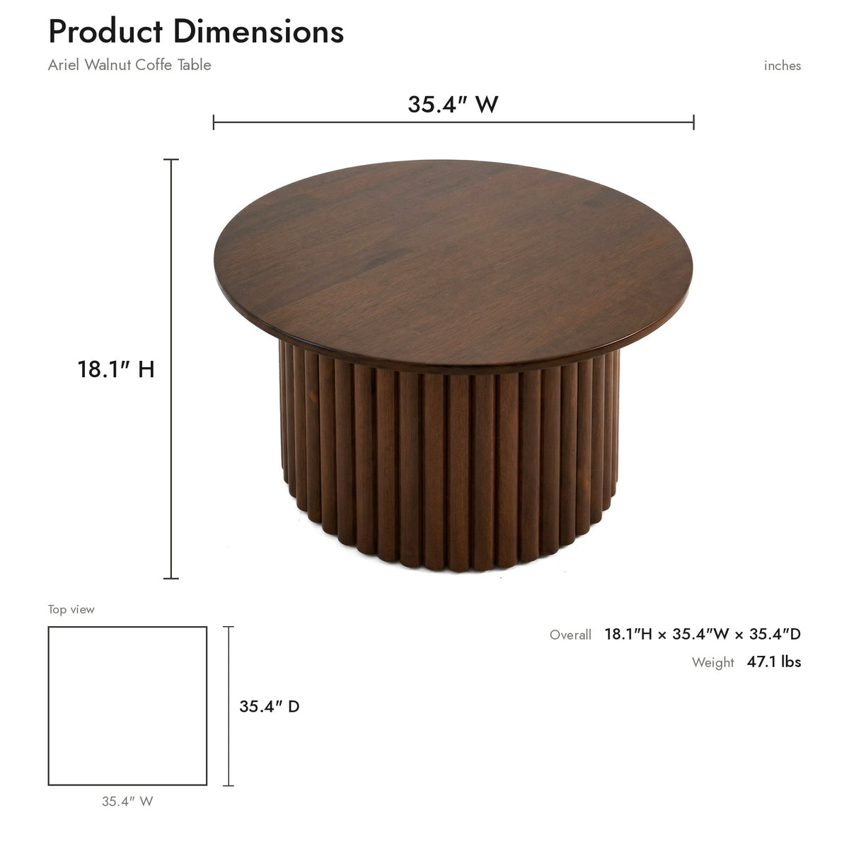 Product dimensions diagram
