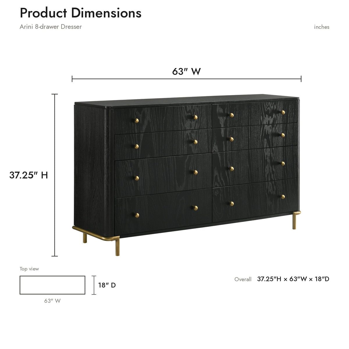 Product dimensions diagram