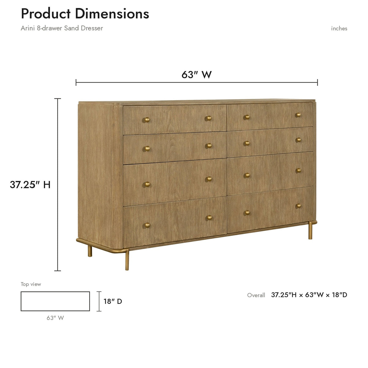 Product dimensions diagram