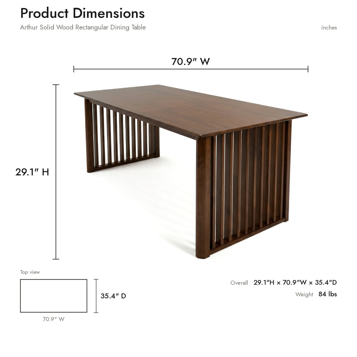 Product dimensions diagram