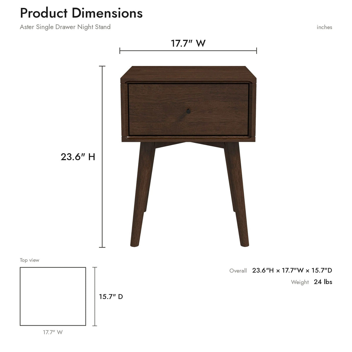 Product dimensions diagram