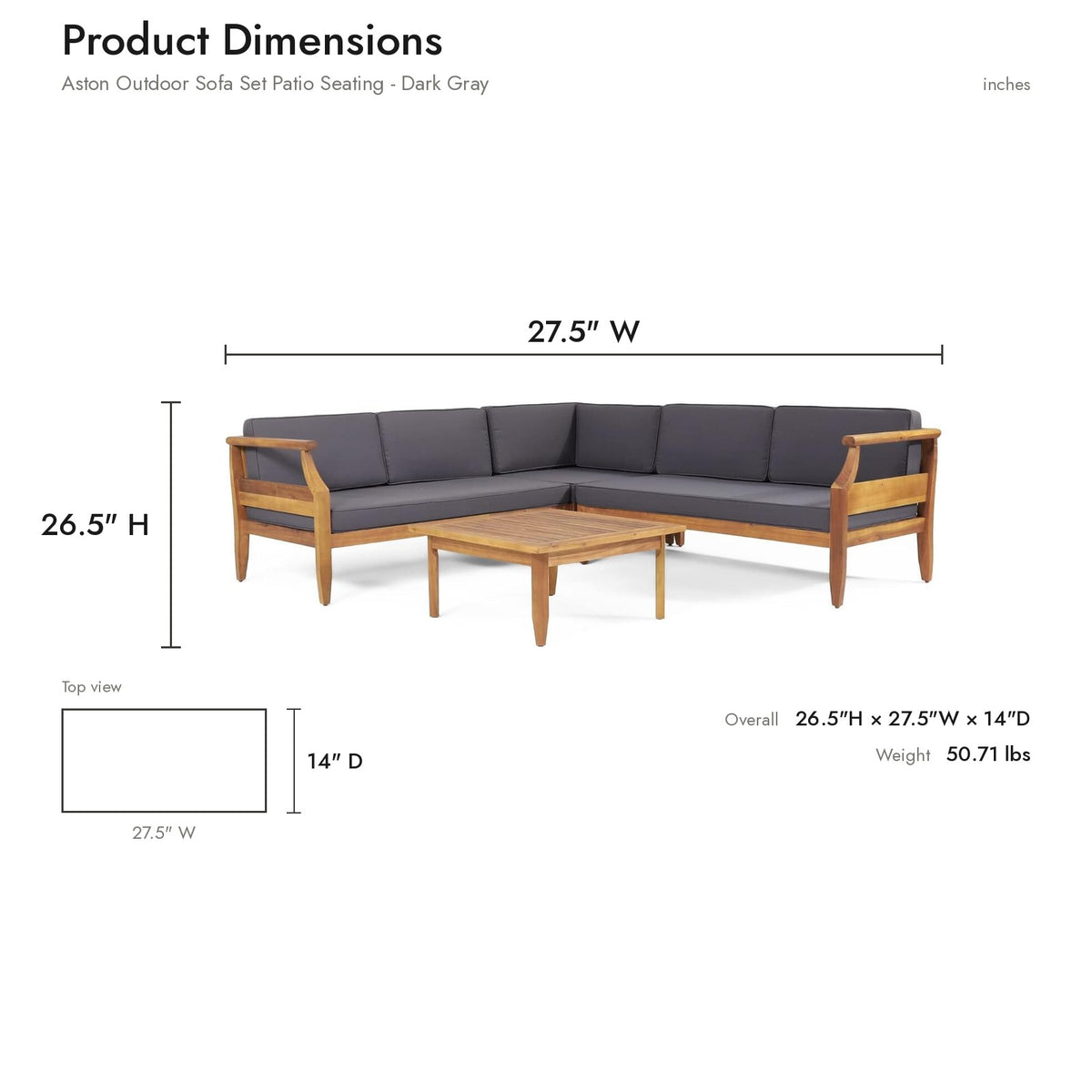 Product dimensions diagram
